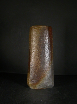 備前焼 登窯 備前焼中堅作家 奥本 丸味 共箱付き窯変面取り花入2