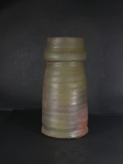 処分品　備前焼　登窯　備前焼物故作家　武用　真　共箱付黄ゴマ花入５