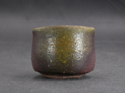 備前焼　登窯　備前焼作家・日展書家　故守時　大融　共箱付黄ゴマぐい呑１