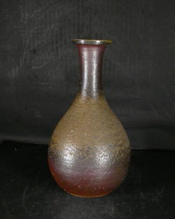 備前焼　登窯　備前焼中堅作家　橋本　和哉　共箱付き黄ゴマ鶴首花入２
