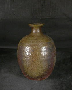 お買得　備前焼　登窯　備前焼物故作家　浮田　曙　共箱付き桟切・黄ゴマ徳利２