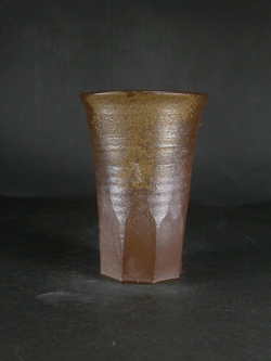 備前焼　登窯　備前焼窯元　一本松窯　黄ゴマ面取りビール他グラス２