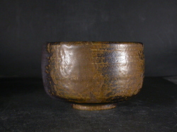 備前焼 穴窯 備前焼ベテラン作家 松嶋 勉 共箱付き黄ゴマ抹茶茶碗1