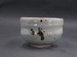 岡山　酒津焼　五代岡本　章　四方桟共箱付き酒津抹茶茶碗１