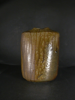 備前焼 登窯 岡山県無形文化財 吉本 正 四方桟共箱付き黄ゴマ花入3