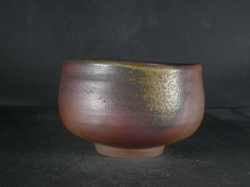 備前焼　登窯　登窯　備前市無形文化財　柴岡　紘一　共箱付き黄ゴマ抹茶茶碗1