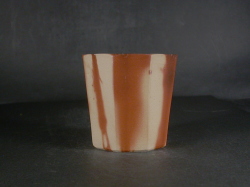 備前焼　備州窯　山本　宗秀　緋襷八角フリーカップ１