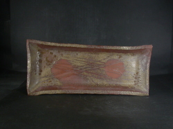 備前焼 登窯 備前焼物故作家 大饗 章 27センチ緋襷・黄ゴマ長