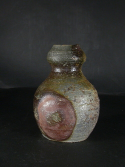 備前焼　登窯　備前市無形文化財　見附　文雄　共箱付き窯変瓢掛花入４