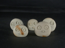 備前焼　備前焼窯元一本松窯　大森　良友　顔の備前玉５個組１