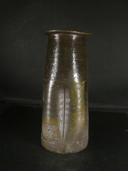 備前焼 登窯 備前焼ベテラン作家 目澤 孝 共箱付き桟切・黄ゴマ花入1