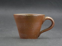 処分品　備前焼　穴窯　作者不詳　黄ゴマコーヒーカップ１