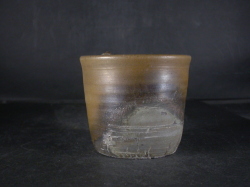 備前焼　登窯　備前焼中堅作家　竹内　靖之（山本）　最新作蟹付き金彩・窯変フリーカップ３