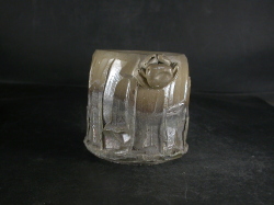 備前焼　登窯　備前焼中堅作家　竹内　靖之（山本）　最新作蟹付き窯変青備前面取り・鎬フリーカップ６