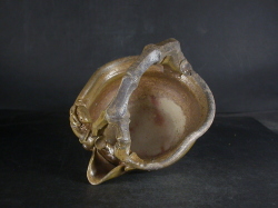 備前焼　登窯　備前焼中堅作家　竹内　靖之（山本）　最新作黄・青ゴマ蟹飾り竹節手付き酒注８