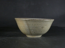 備前焼　備前焼中堅作家　竹内　靖之（山本）　最新作焦げ茶のゴマ青備前飯茶碗３