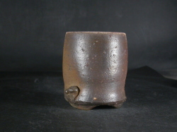 備前焼　登窯　備前焼中堅作家　竹内　靖之（山本）　最新作黄ゴマ竹節湯呑６