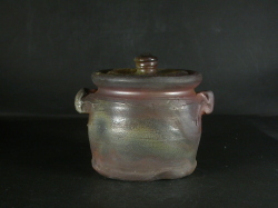 備前焼　登窯　備前焼中堅作家　竹内　靖之（山本）　最新作桟切・黄ゴマ耳付き蓋物４