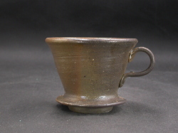 備前焼　登窯　備前焼中堅作家　竹内　靖之（山本）　最新作金彩・焦げ茶ゴマコーヒードリッパー６