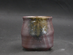 備前焼　登窯　備前焼中堅作家　竹内　靖之（山本）　最新作焦げ茶のゴマ湯呑８