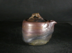 備前焼　登窯　備前焼中堅作家　竹内　靖之（山本）　最新作金彩・窯変竹節摘み宝瓶１