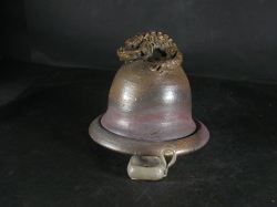 備前焼　登窯　備前焼中堅作家　竹内　靖之（山本）　最新作黄ゴマ龍付き線香立・香炉１