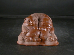 備前焼 備前焼中堅作家 片岡 聖観 小振りな緋狸置物2 備前焼卸・小売