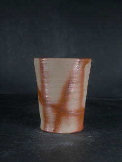 処分品 備前焼 登窯備前焼中堅作家 片岡 聖観 緋襷ビール他グラス7