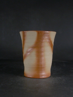 処分品　備前焼　登窯備前焼中堅作家　片岡　聖観　緋襷ビール他グラス７