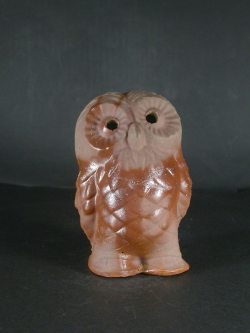 備前焼　備前焼中堅作家　片岡　聖観　緋襷フクロウ置物５