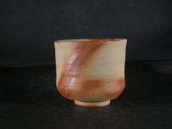 処分品　備前焼　備前焼中堅作家　片岡　聖観　緋襷湯呑１