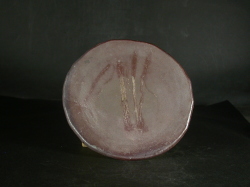 備前焼　登窯　備前焼中堅作家　片岡　聖観　１３．５センチ緋襷・焦げ茶のゴマ皿２５