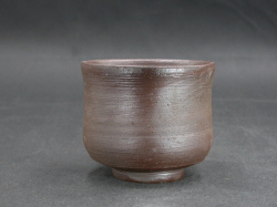 処分品　備前焼　登窯　備前焼中堅作家　片岡　聖観　焦げのゴマ湯呑３８