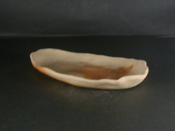 備前焼　備前焼中堅作家　片岡　聖観　１９．５センチ緋襷・黄ゴマ叩き楕円皿５