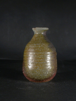 備前焼　穴窯　備前焼物故作家　前嶋　五一郎　黄・青ゴマ徳利１４