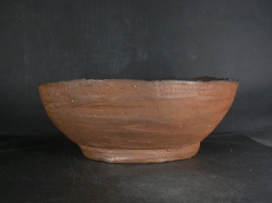 備前焼　穴窯　備前焼物故作家　前嶋　五一郎　２６センチ手捻り黄ゴマ大鉢・水盤１４