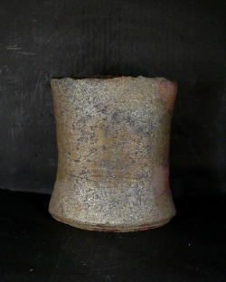お買得　備前焼　穴窯　備前焼物故作家　前嶋　五一郎　手捻り窯変花入１９