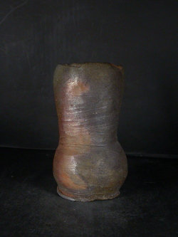 備前焼　穴窯　備前焼物故作家　前嶋　五一郎　手捻り窯変花入３６