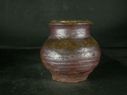 備前焼　穴窯　備前焼物故作家　前嶋　五一郎　手捻り黄ゴマ小壷１１