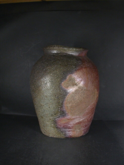 備前焼　穴窯　備前焼物故作家　前嶋　五一郎　手捻り窯変大長壷７４