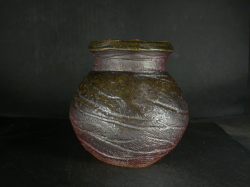 備前焼 穴窯 備前焼物故作家 前嶋 五一郎 手捻り黄ゴマ壷85 備前焼卸