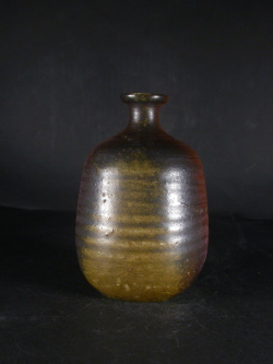 備前焼　登窯　岡山県無形文化財　山本　出　共箱付き緋襷徳利６