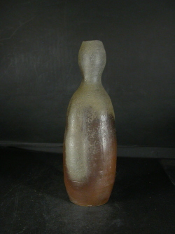 月間特価品 備前焼 登窯 岡山県無形文化財 山本 出 青・黄ゴマ瓢花入