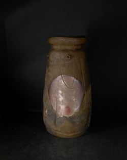 備前焼　登窯　岡山県無形文化財　松井　輿之　共箱付窯変花入６