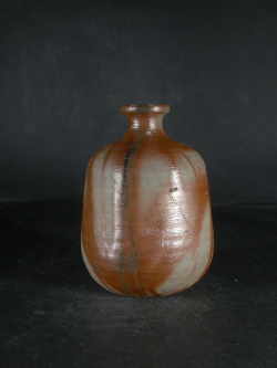 前焼　登窯　備前市無形文化財　木村　宏造　共箱付き黒・赤緋襷徳利２