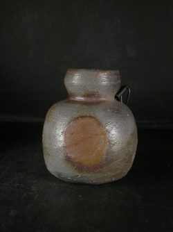 備前焼 登窯 備前市無形文化財 川端 文男 共箱付き窯変掛花入3 備前焼