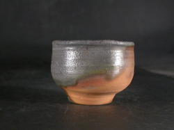 備前焼 登窯 備前市無形文化財 岡田 輝 四方桟共箱付き緋窯変酒杯5