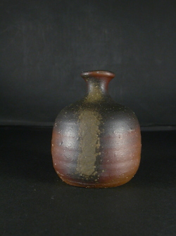 備前焼　登窯　登窯　備前市無形文化財　柴岡　紘一　共箱付き黄ゴマ蕪徳利９