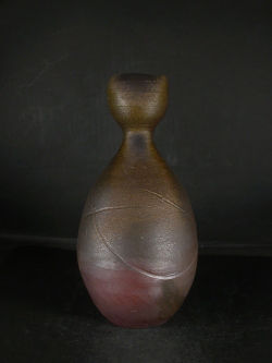 備前焼 登窯 岡山県無形文化財 松井 輿之 四方桟共箱付き窯変花入16