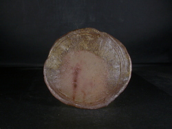 備前焼　登窯　備前焼人気作家　中村　真　緋襷・黄ゴマ石目叩き小皿１